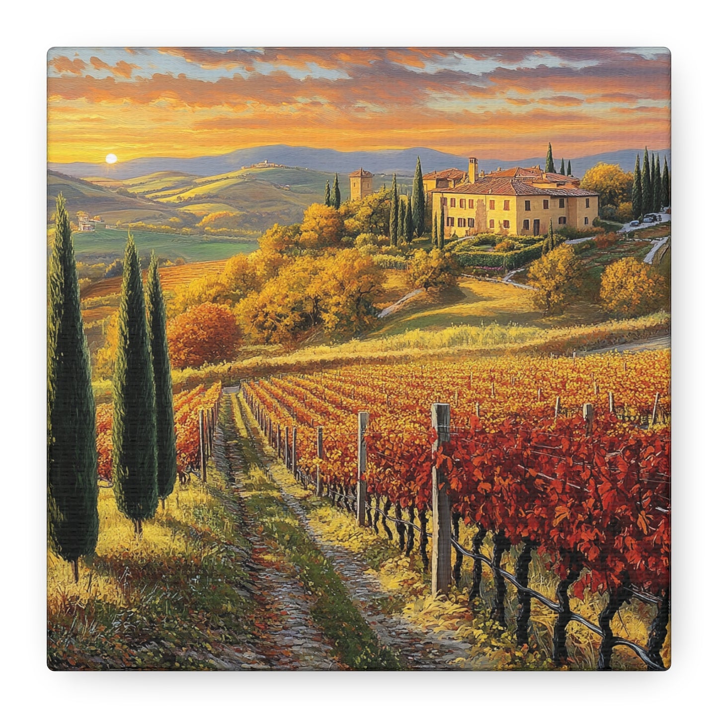 Tuscan Vineyard Serenity Canvas: Embrace the Warmth of Italy