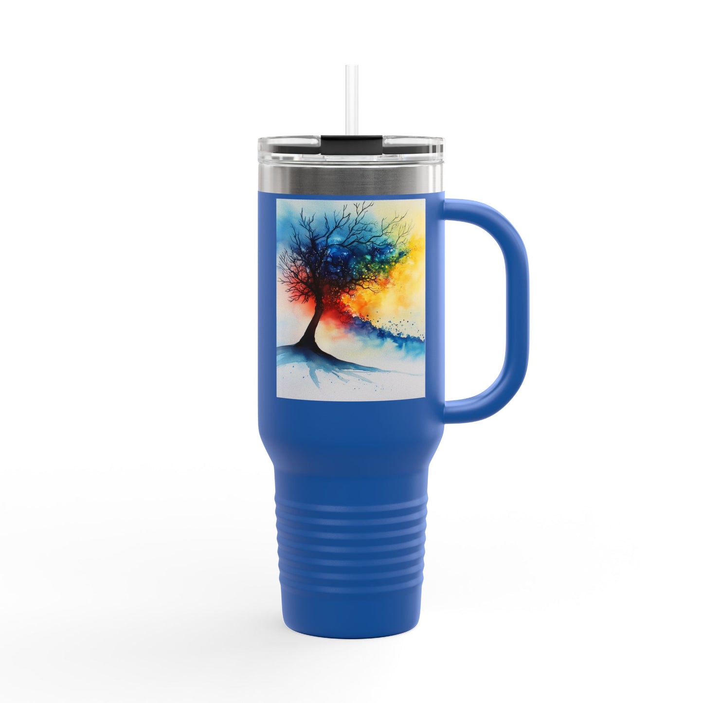 Insulated Travel Mug, 40oz - Abstract Watercolor Blend Design