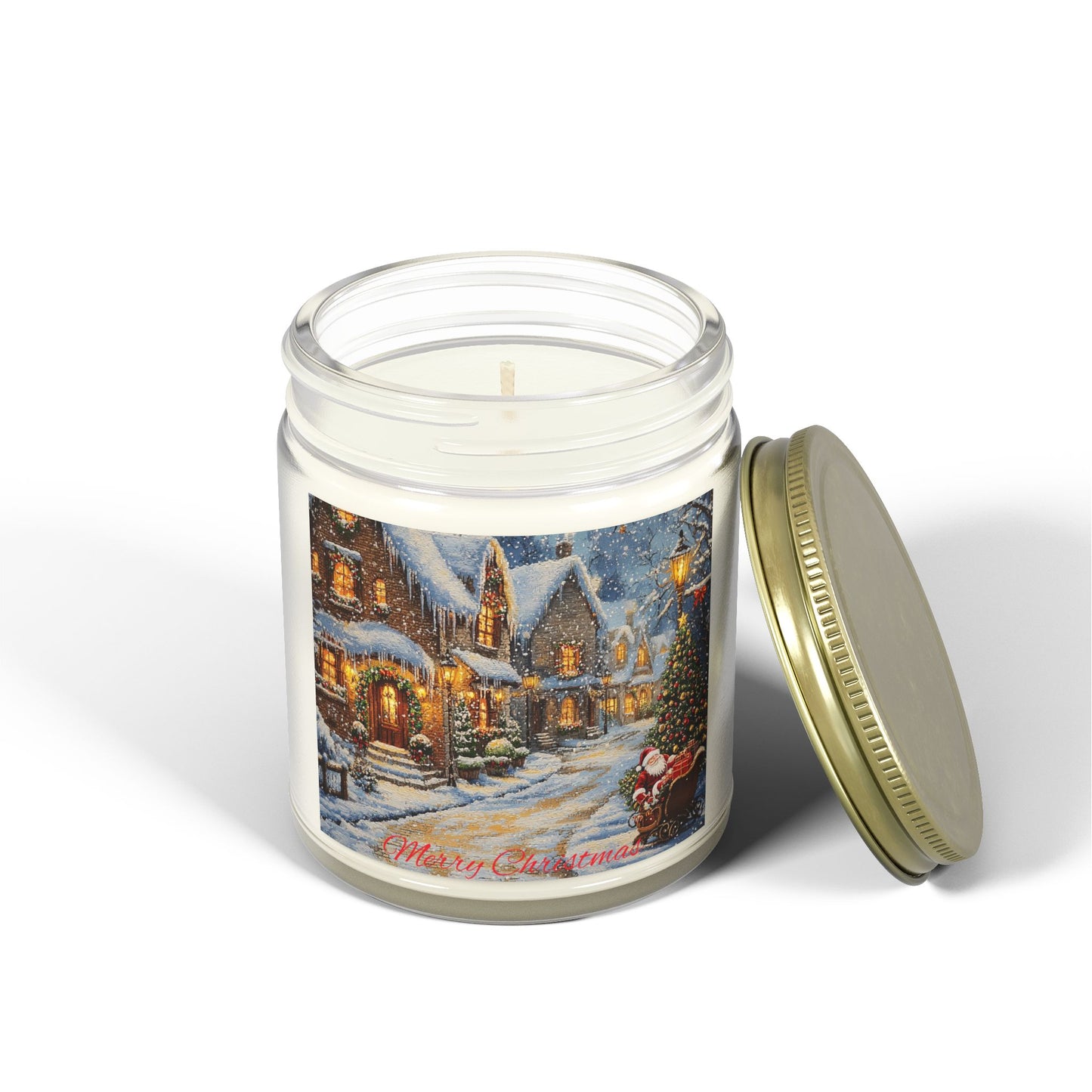 Scented Candle with a Festive Village Scene - Cozy Christmas Glow (4oz - 9oz)