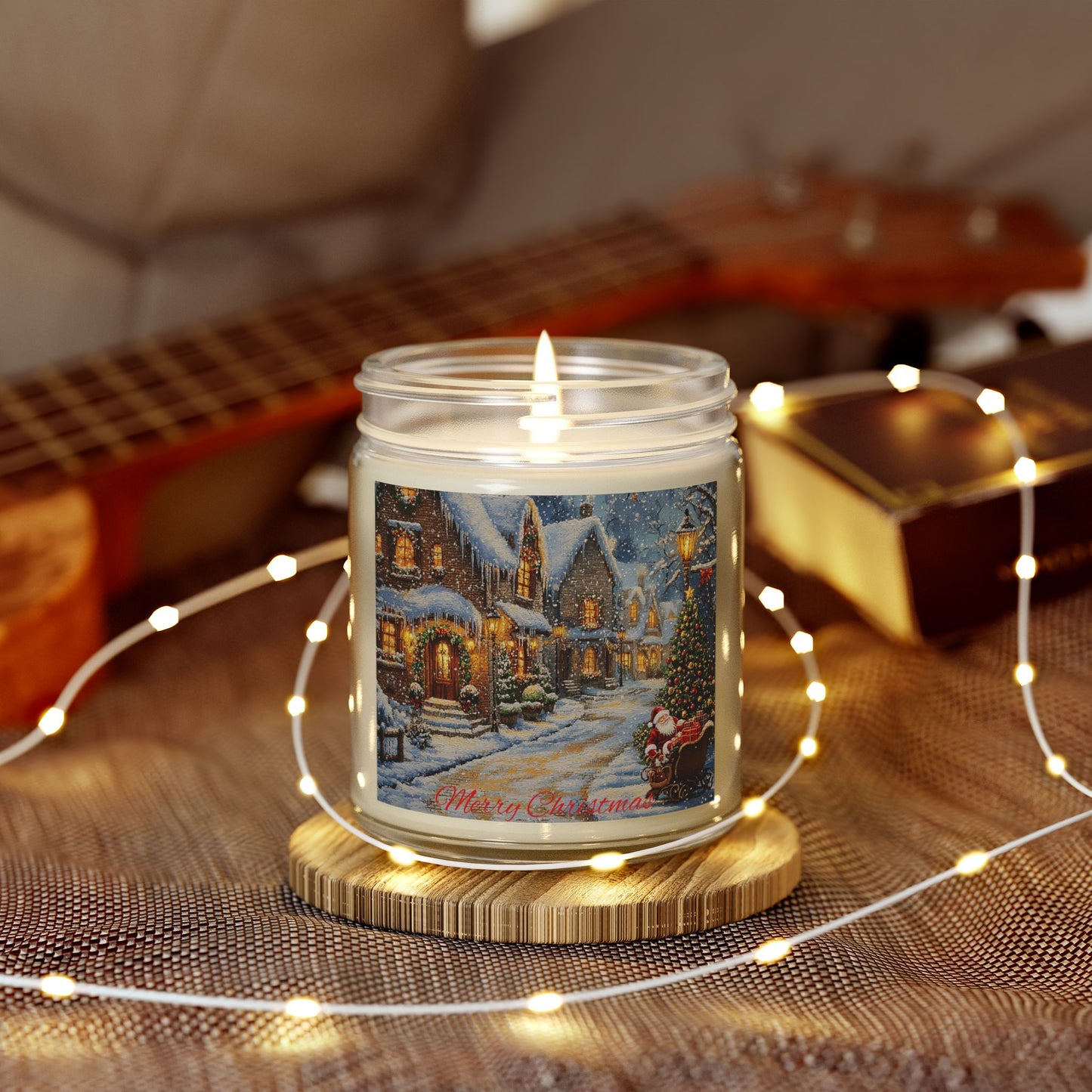 Scented Candle with a Festive Village Scene - Cozy Christmas Glow (4oz - 9oz)