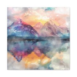 Majestic Peaks: Watercolor Mountain Canvas - Image 11