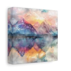 Majestic Peaks: Watercolor Mountain Canvas - Image 2