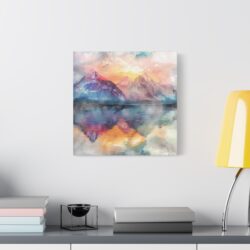 Majestic Peaks: Watercolor Mountain Canvas - Image 10