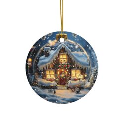 Round or Heart Shaped Ceramic Christmas Ornament