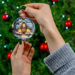 Round or Heart Shaped Ceramic Christmas Ornament - Image 3