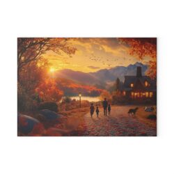 Autumn Evening Stroll: Glass Cutting Board