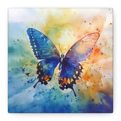 Vibrant Butterfly - Watercolor Matte Canvas Wall Art  Stretched 1.25" Frame