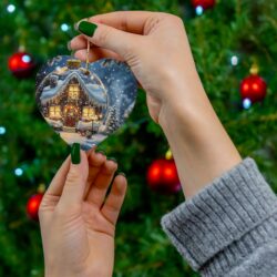 Round or Heart Shaped Ceramic Christmas Ornament - Image 6