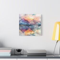 Majestic Peaks: Watercolor Mountain Canvas - Image 8
