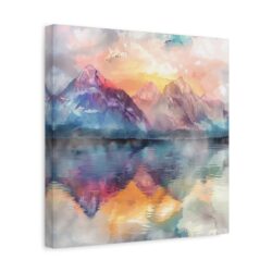 Majestic Peaks: Watercolor Mountain Canvas - Image 7